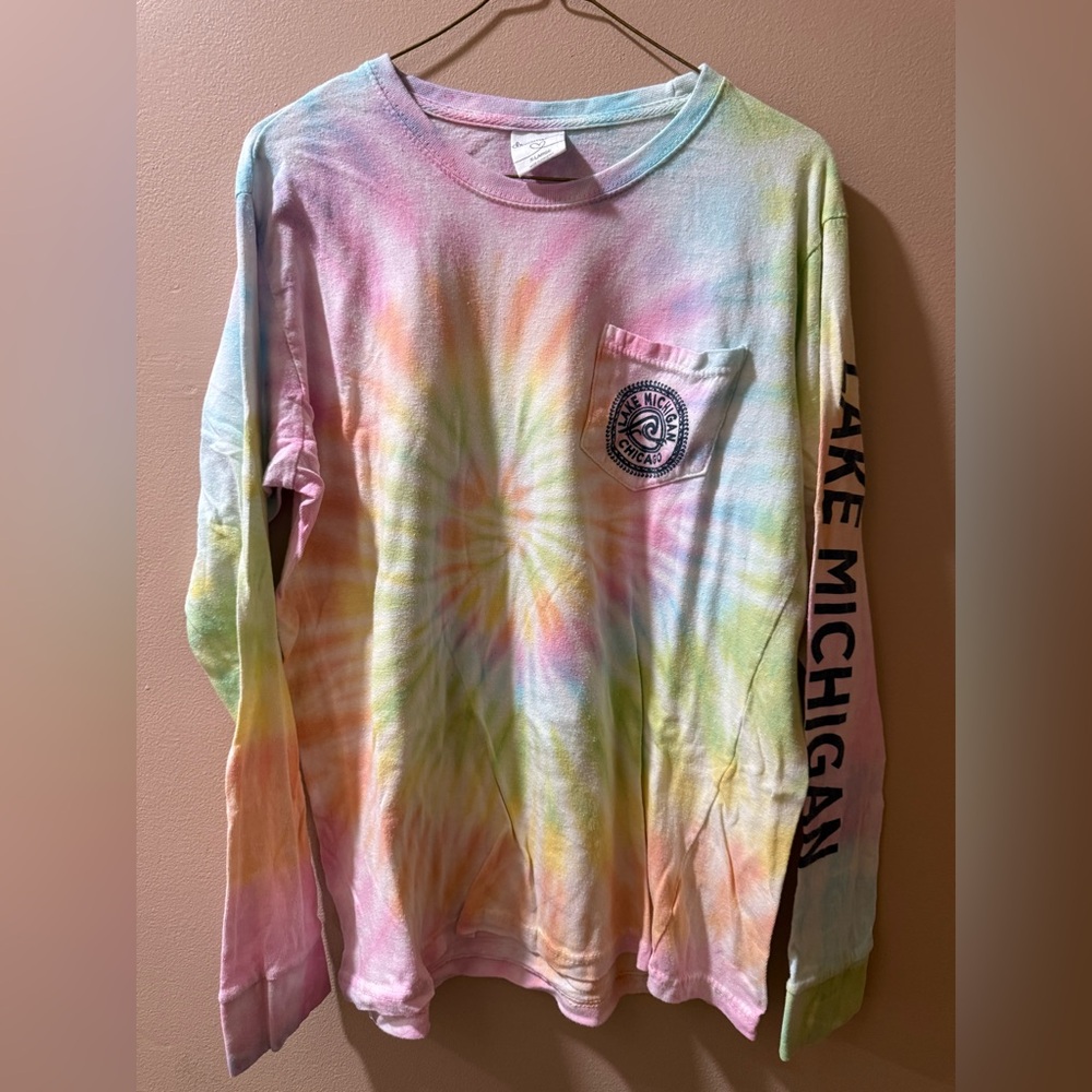Lake Michigan Chicago Vibrant Long Sleeve Tie-Dye Tee